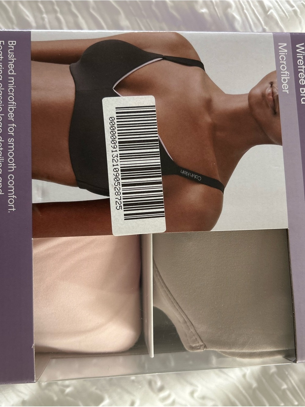 NWT - Size L - Calvin Klein 2-Pack Wirefree Microfiber Bras - Beige & Light Pink - Picture 2 of 10